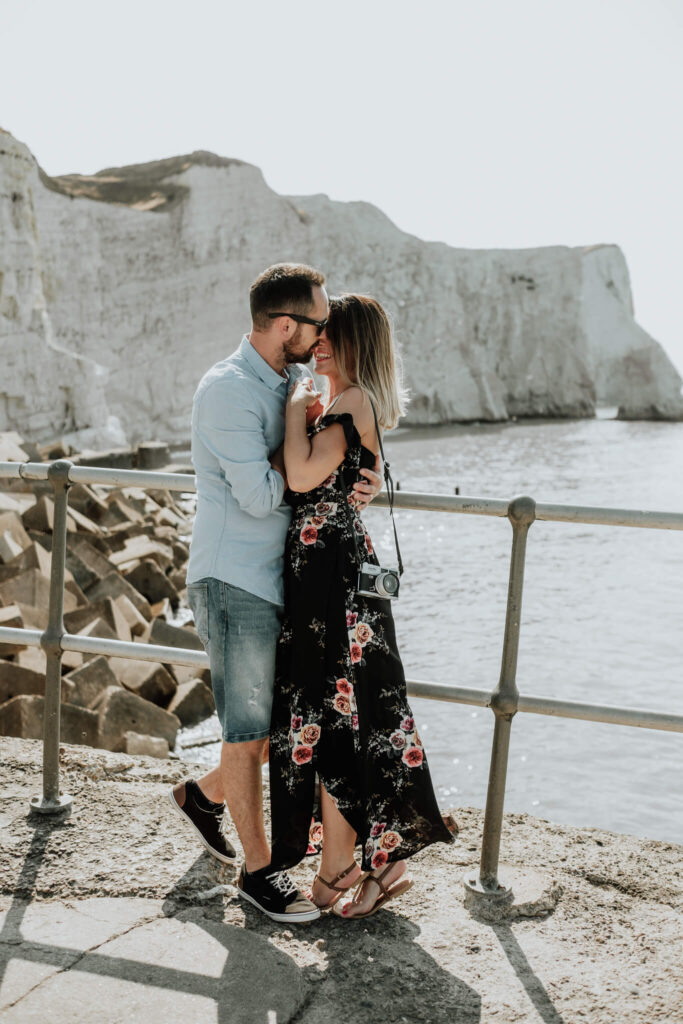 couples session on the cliffs in seaford