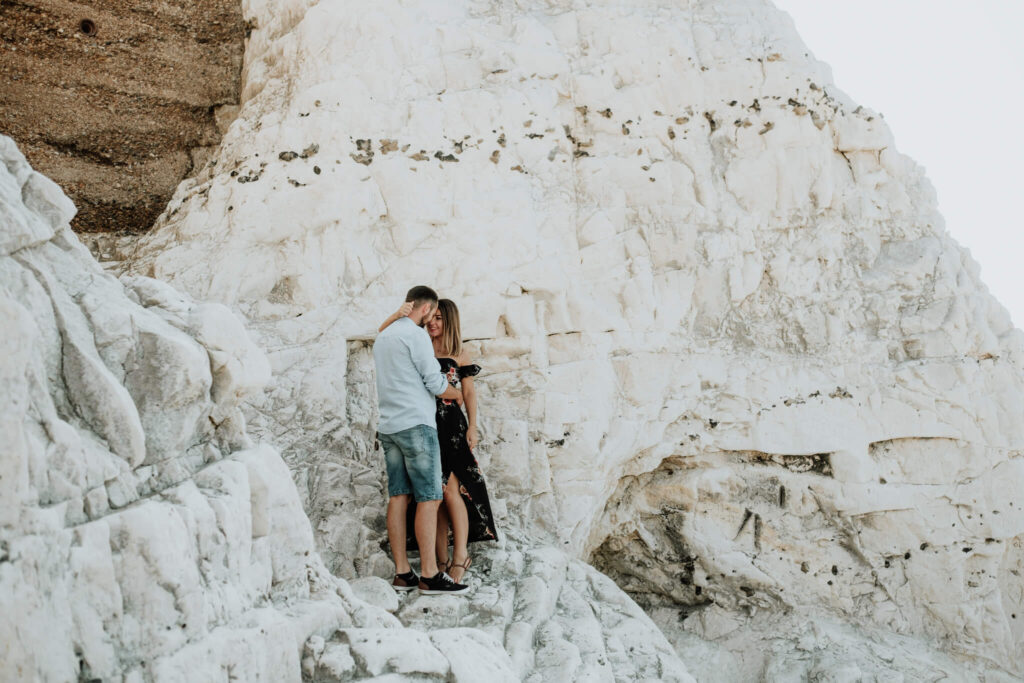couples session on the cliffs in seaford