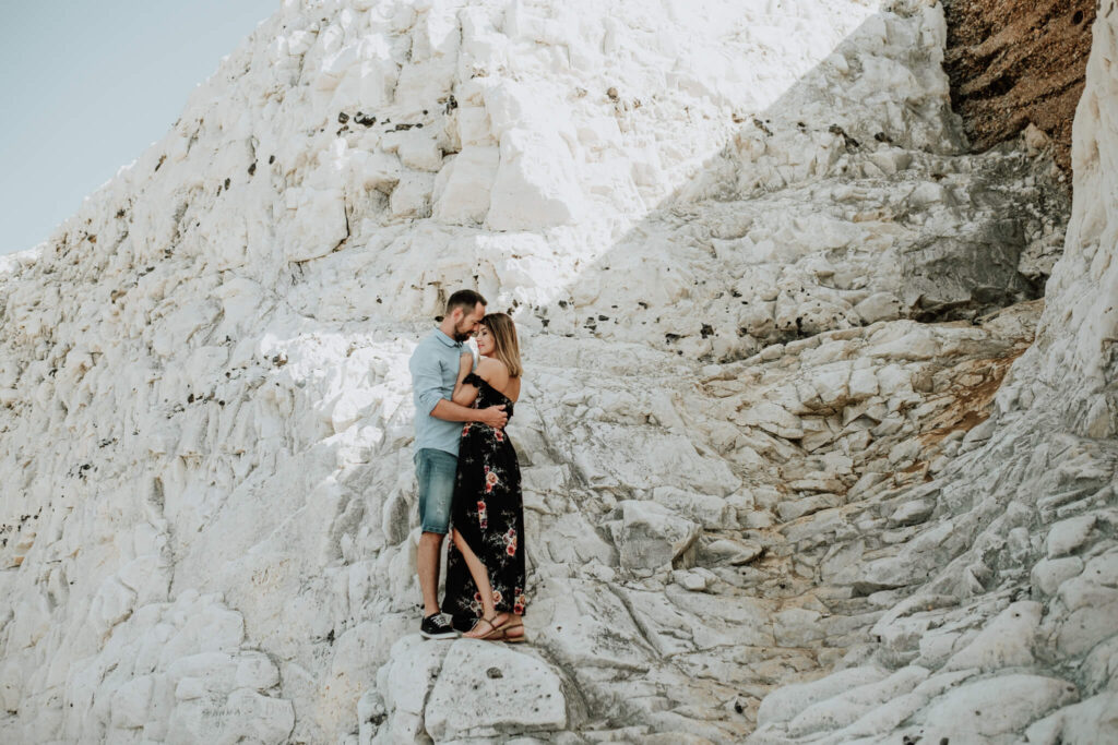 couples session on the cliffs in seaford