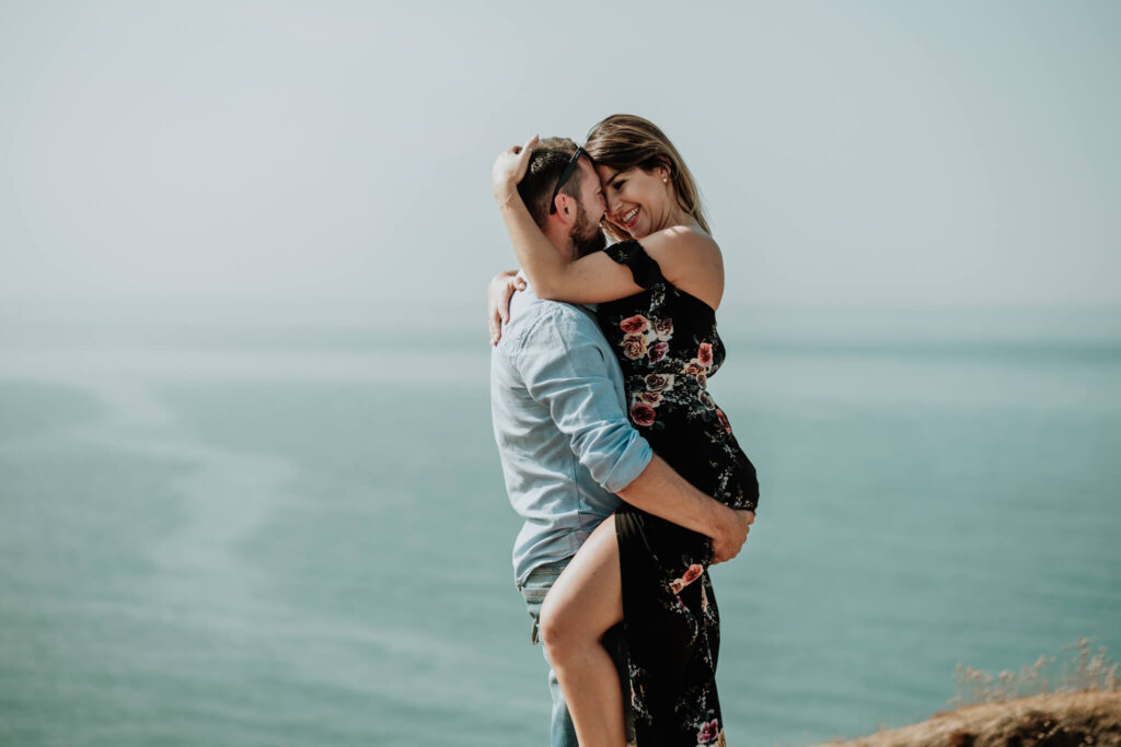 couples session on the cliffs in seaford