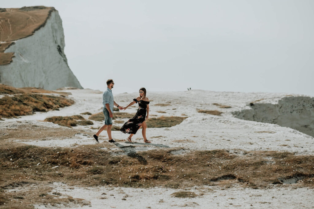 couples session on the cliffs in seaford