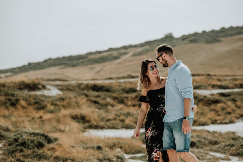 couples session on the cliffs in seaford