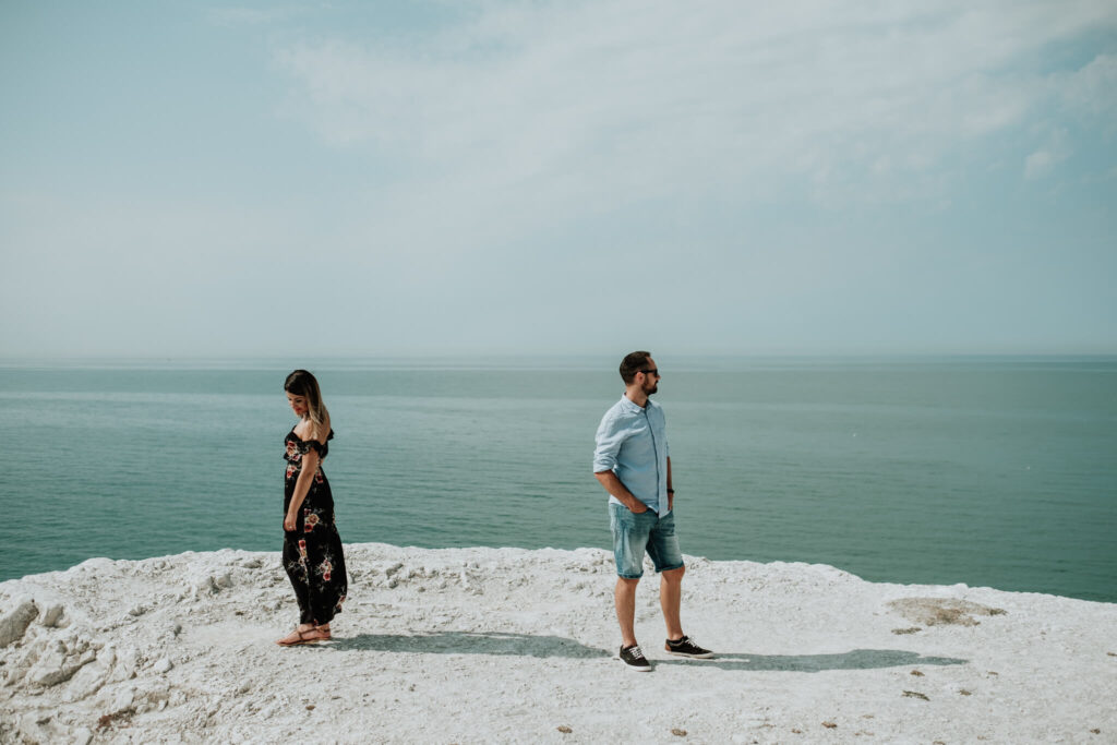 couples session on the cliffs in seaford
