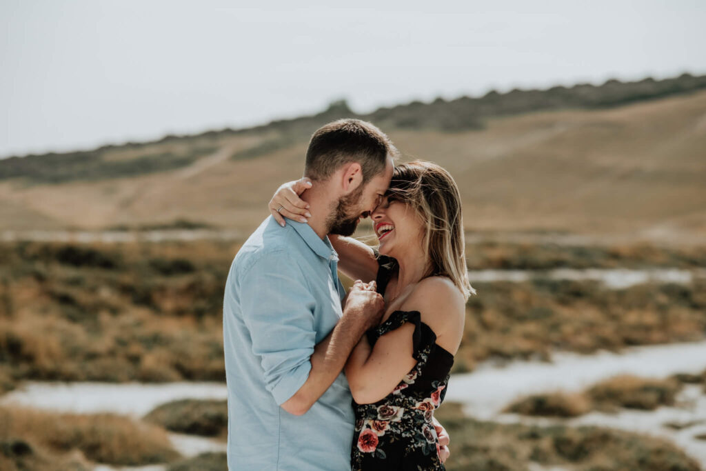 couples session on the cliffs in seaford