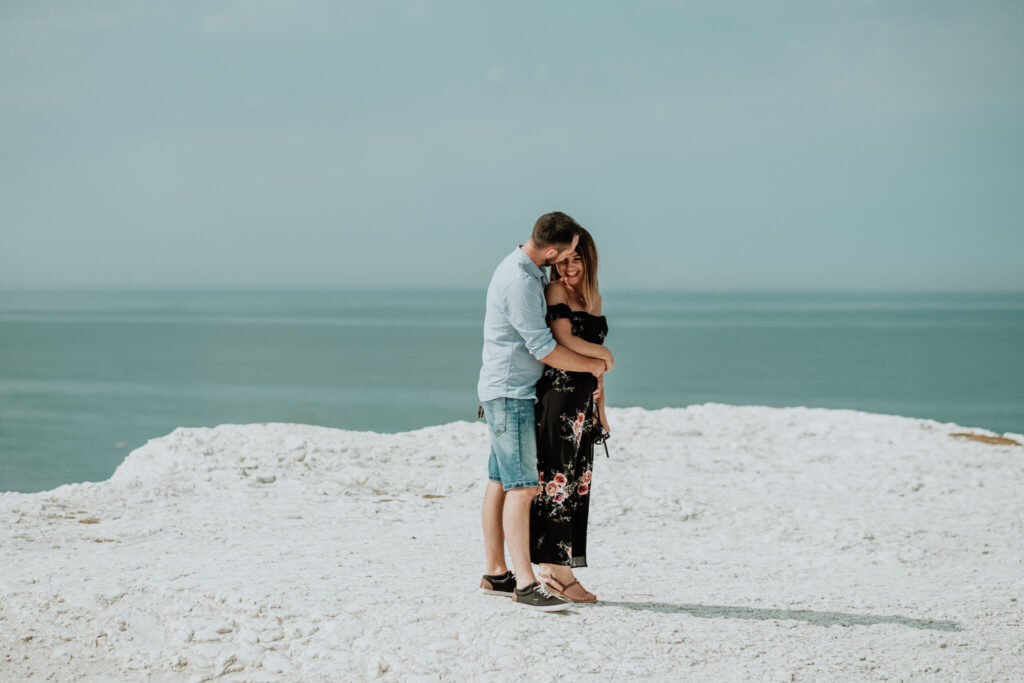 couples session on the cliffs in seaford