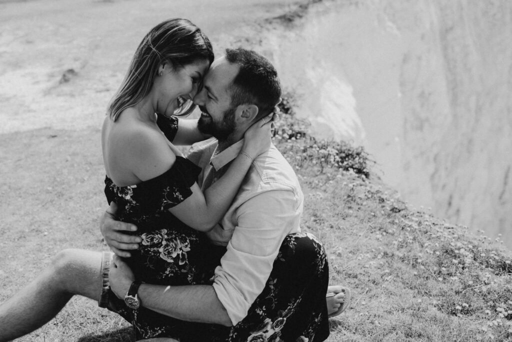 couples session on the cliffs in seaford
