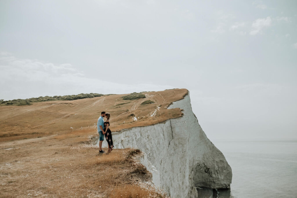 couples session on the cliffs in seaford