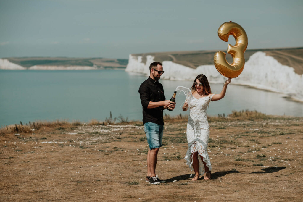 couples session on the cliffs in seaford