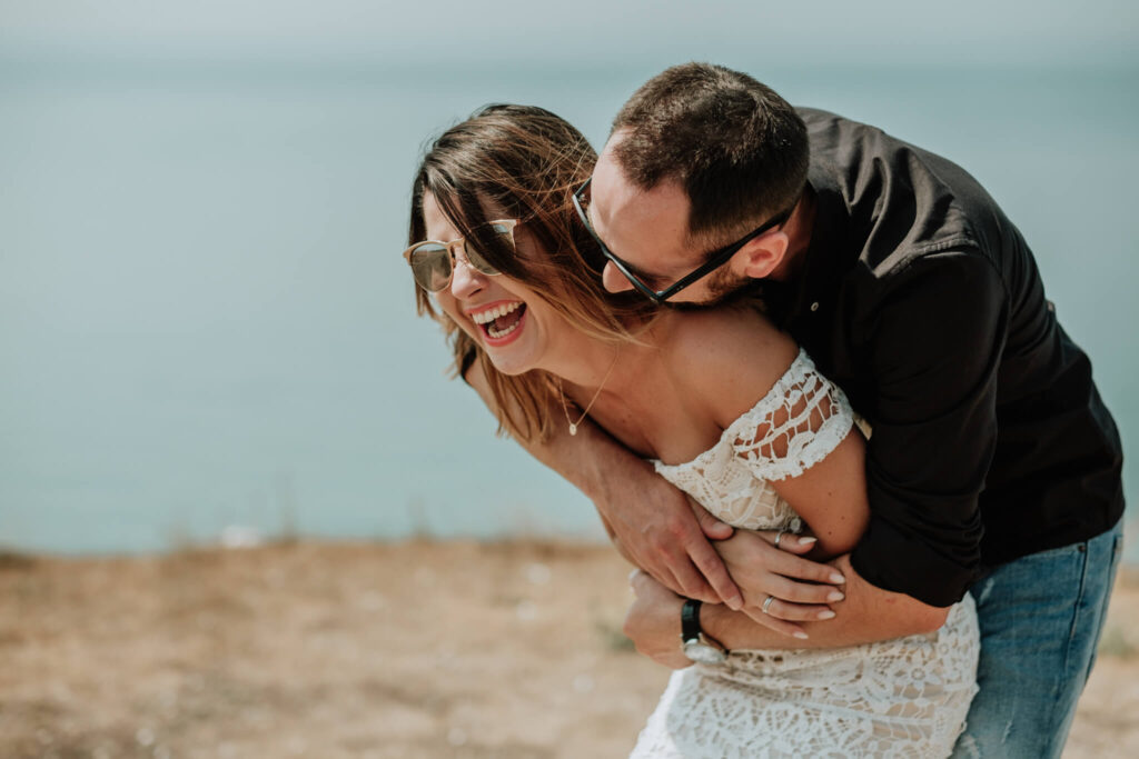 couples session on the cliffs in seaford