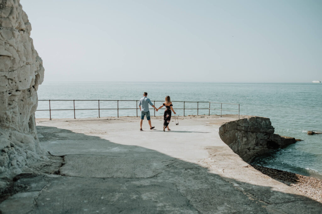 couples session on the cliffs in seaford
